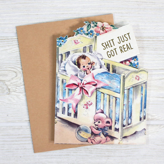 Shit Just Got Real - Baby Shower Card