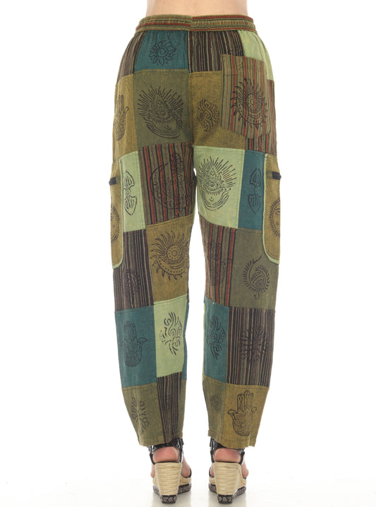 Rising International Inc - Cotton Patchwork Hand Brush Jungle Yoga Pant D721