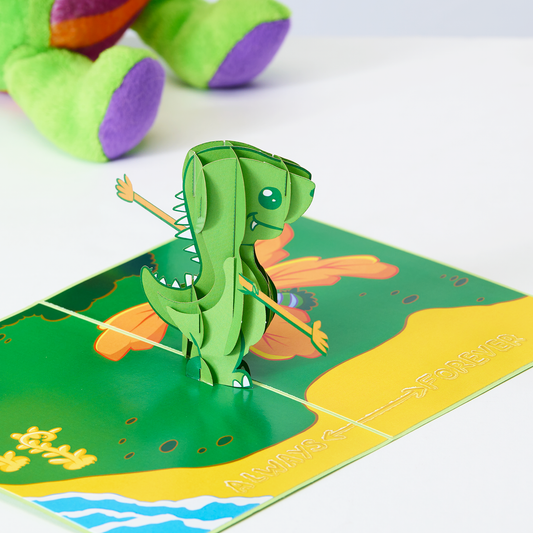 T-Rex Loves You 3D Pop-Up Dinosaur Greeting Card