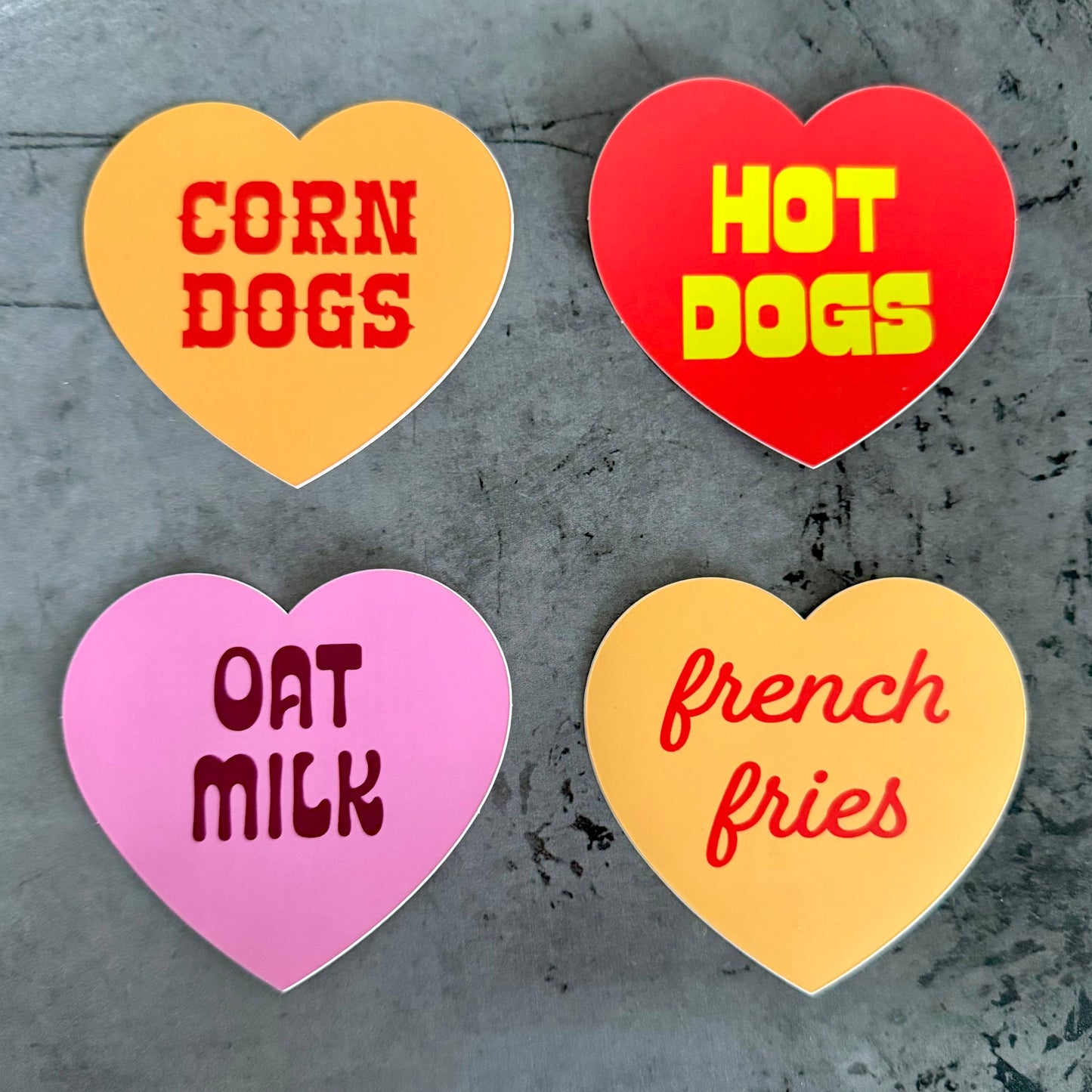 The Silver Spider - Corn Dogs fair foods vinyl Heart Sticker restaurant gifts