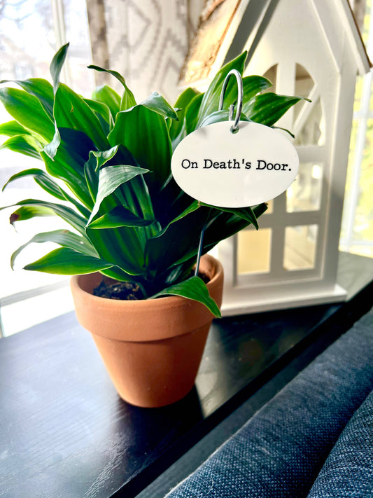 On Death's Door Flower Pot Plant Stake
