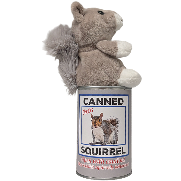 Canned Gray Squirrel | Stuffed Animal Plush | Funny Jokes