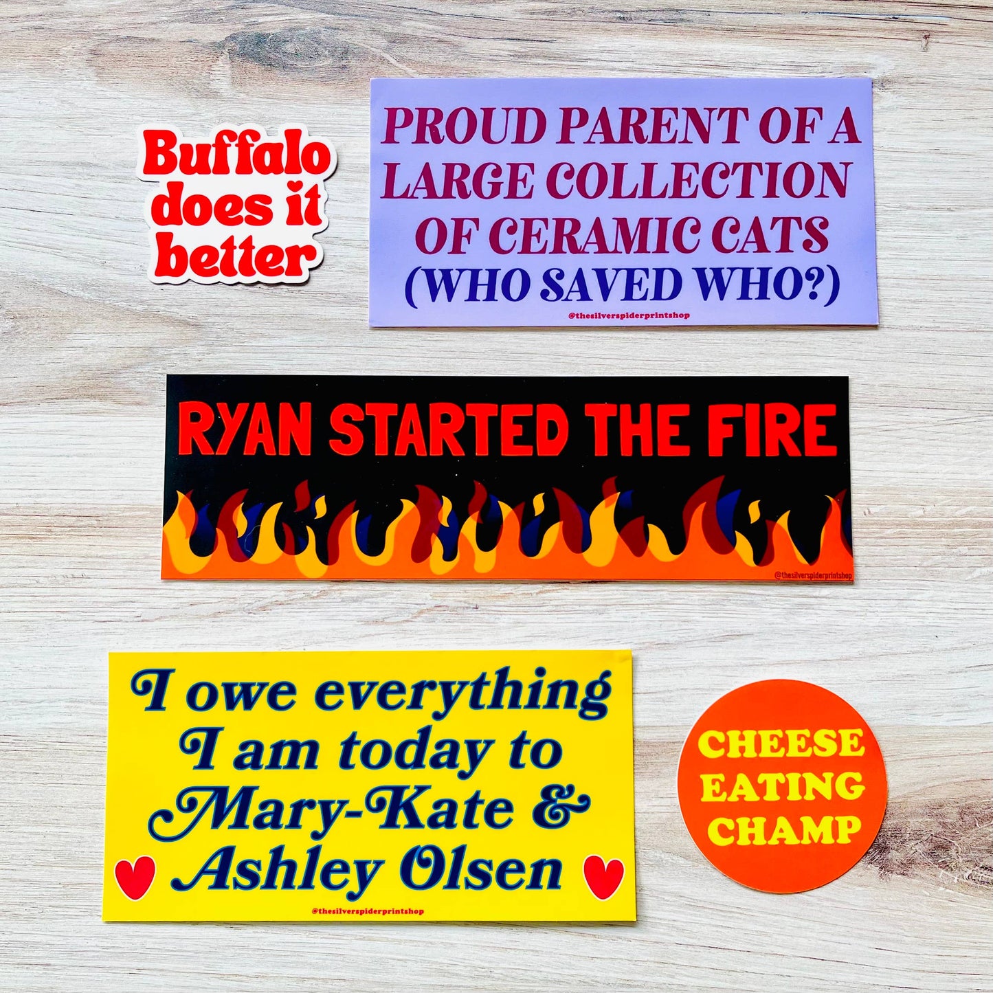 The Silver Spider - Cheese eating Champ Sticker 3” foodie restaurant deli gift