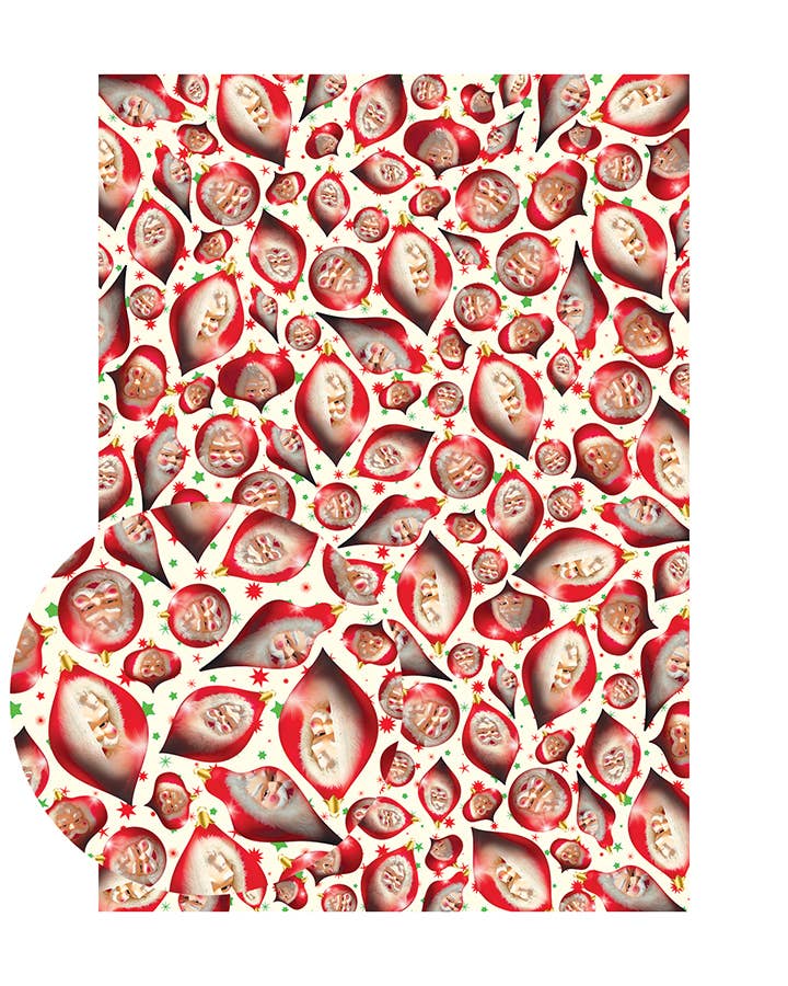 Creepy Santa Is Gonna Find Out Gift Wrapping Paper. Folded Flat Wrap 3 Sheets