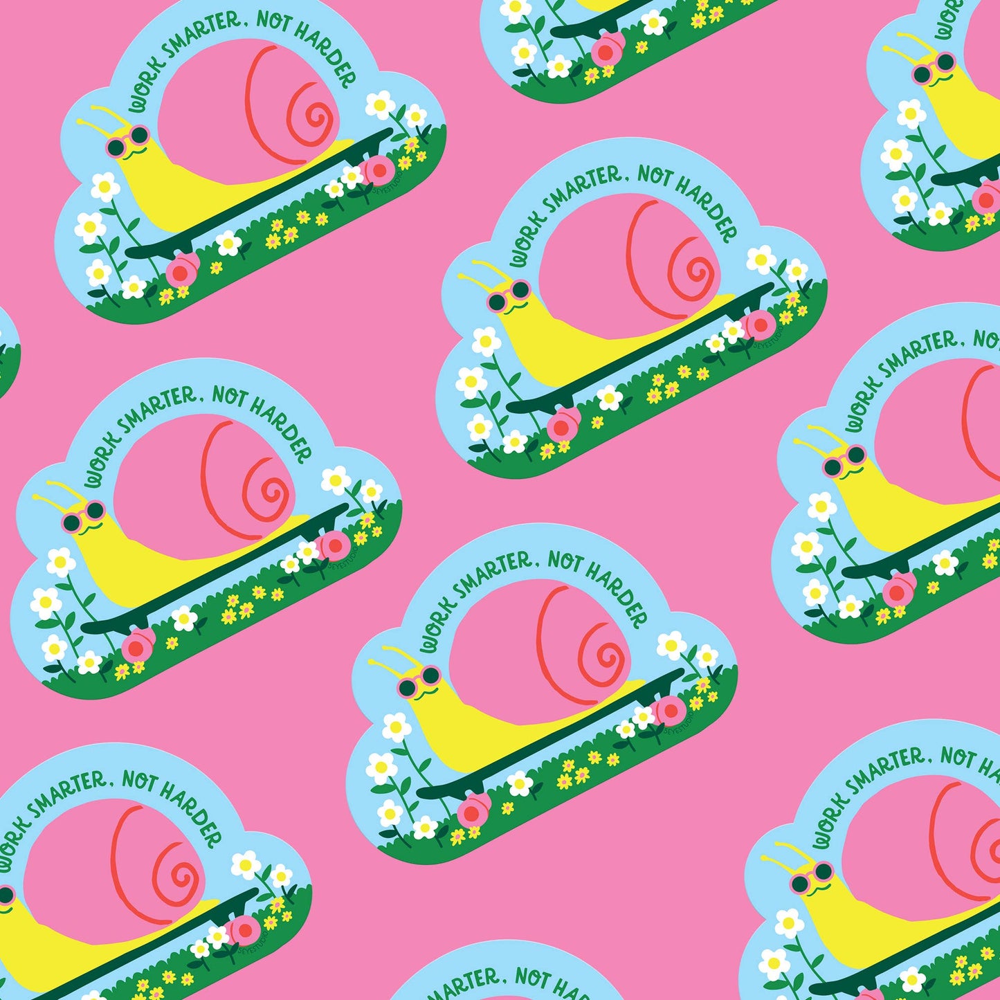 Skateboarding Snail Diecut Vinyl Sticker