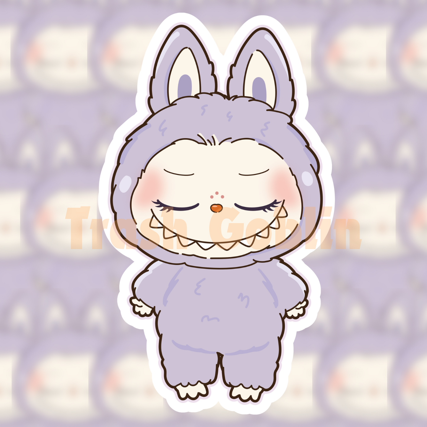 Pastel Purple Closed Eyes Labubu Vinyl Sticker