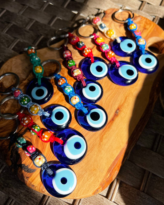Umays Boho - Evil Eye Keychain, Handmade Macrame Keychain, Boho Keychain