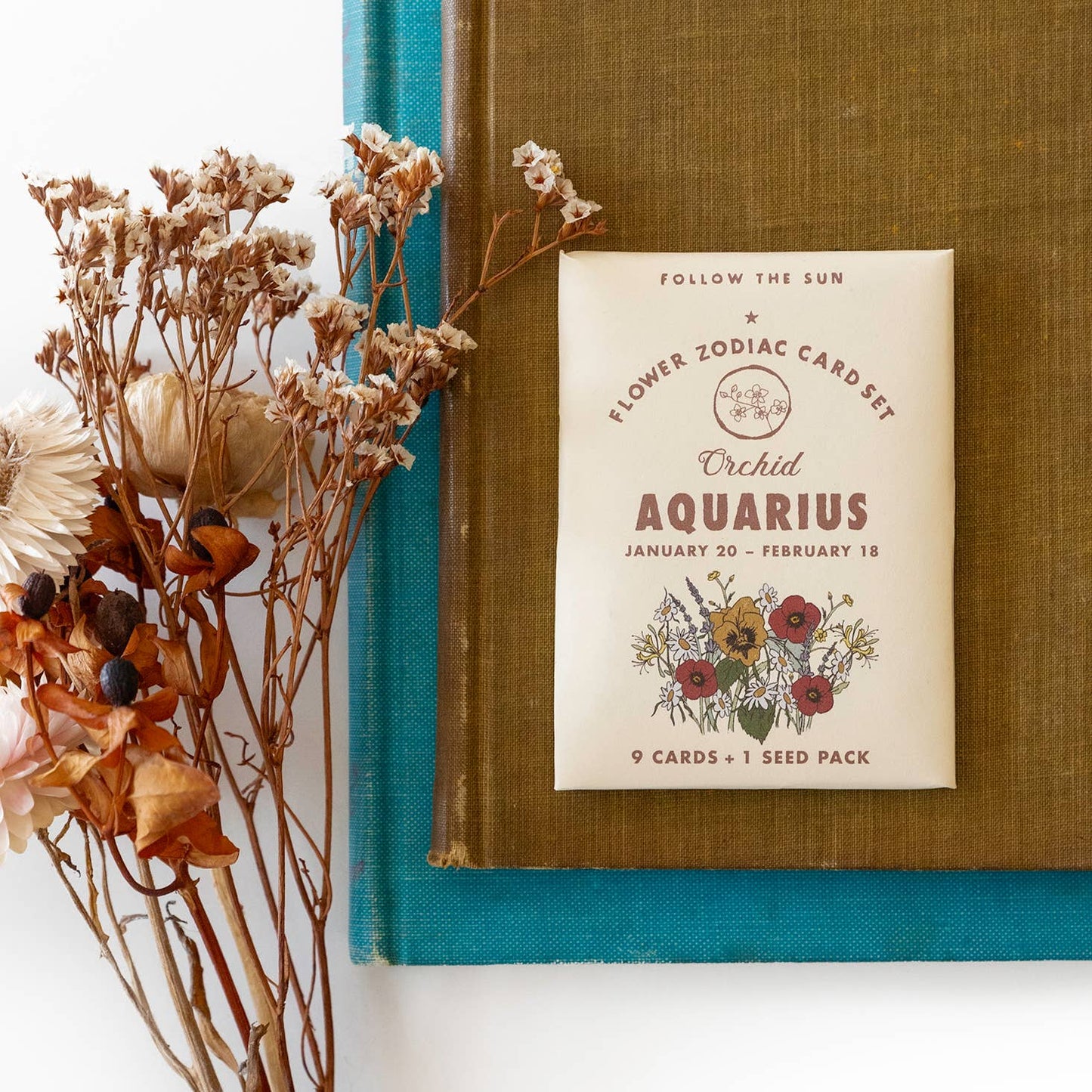 Flower Zodiac Sticker Card Set - Aquarius (Jan 20 - Feb 18)