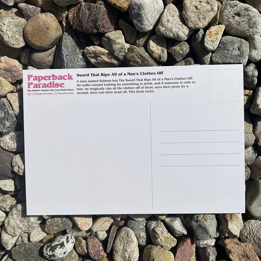 Sword That Rips All of a Man's Clothes Off Postcard