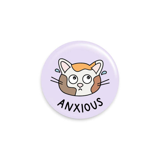 Anxious Cat Button Pin