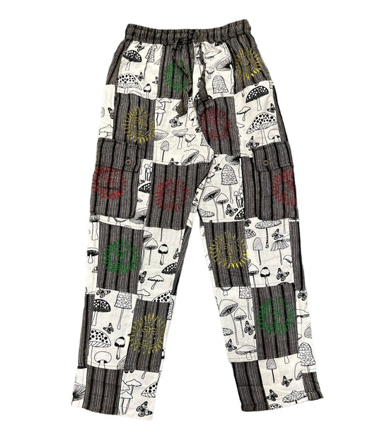 Rising International Inc - Cotton BW Mushroom sun moon Patchwork Trouser D575