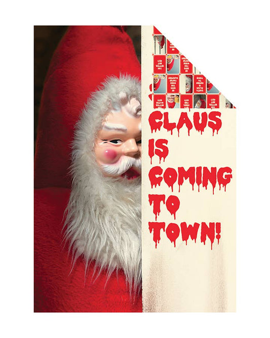 Creepy Santa Is Coming To Town Gift Wrapping Paper. Folded Flat Wrap-3 sheets