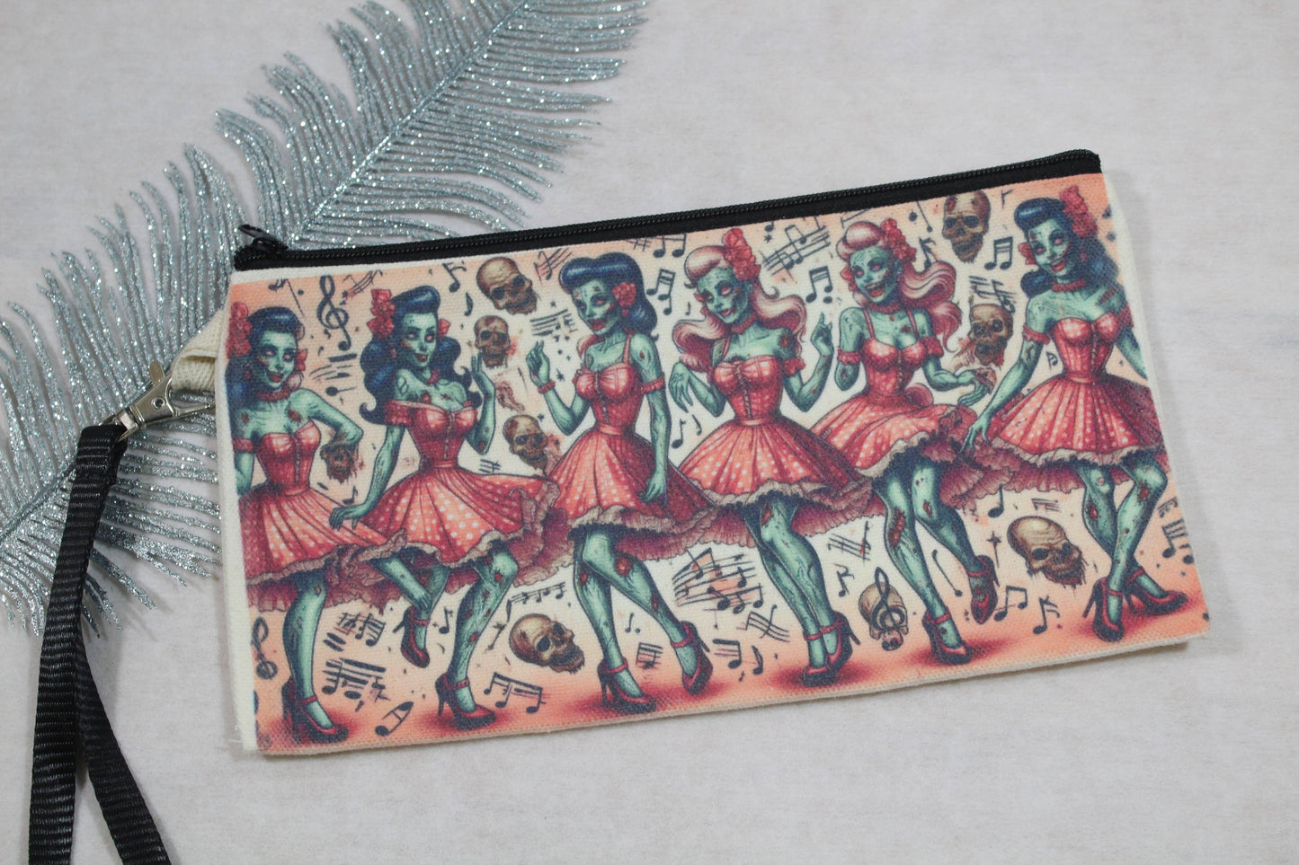 Zombie Retro Pinup Girls Pink Dress Makeup bag