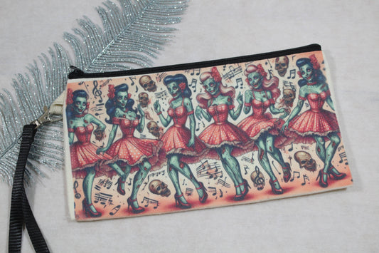 Zombie Retro  Pinup Girls Pink Dress Makeup bag