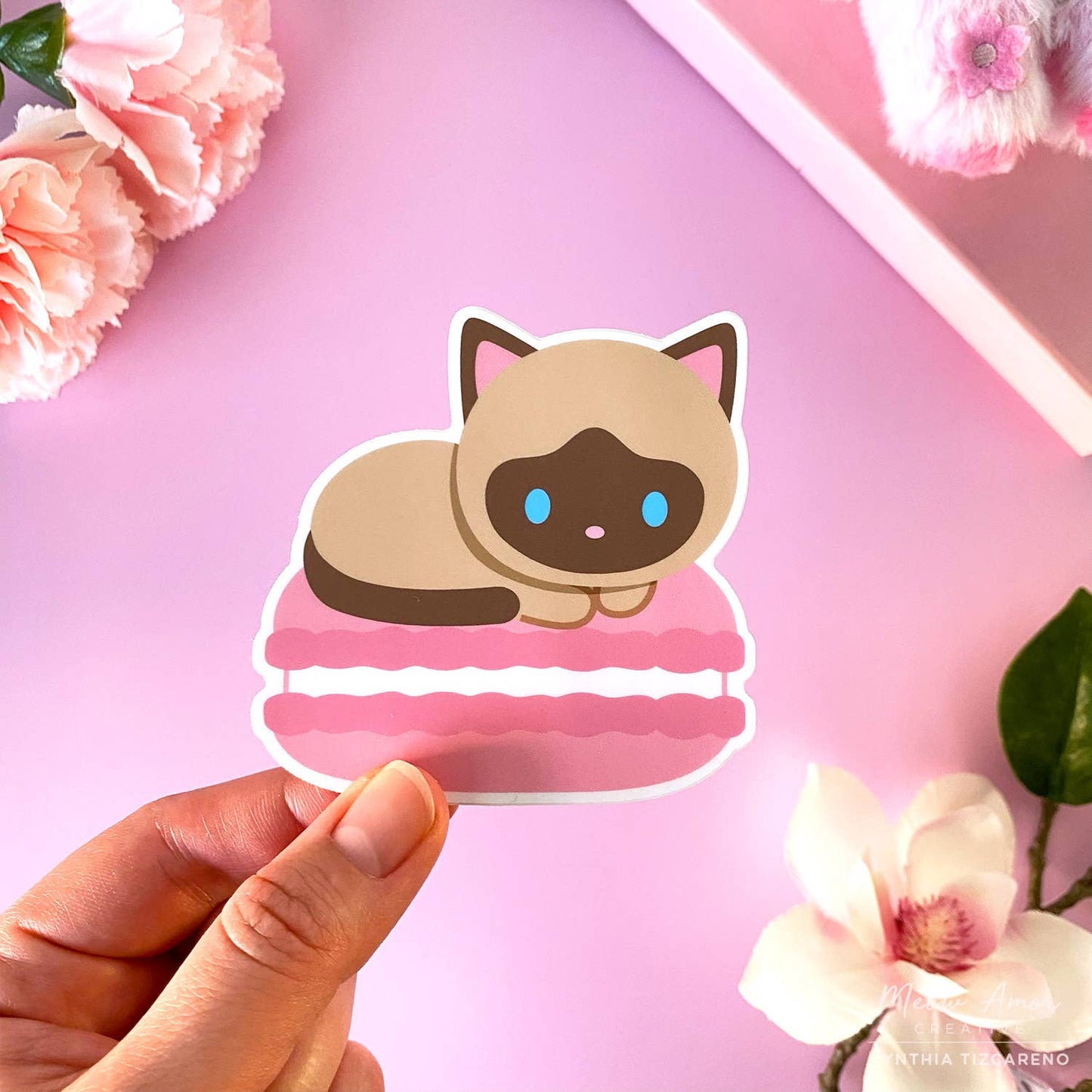 Meow Amor Creative - Macaroon Siamese Vinyl Sticker