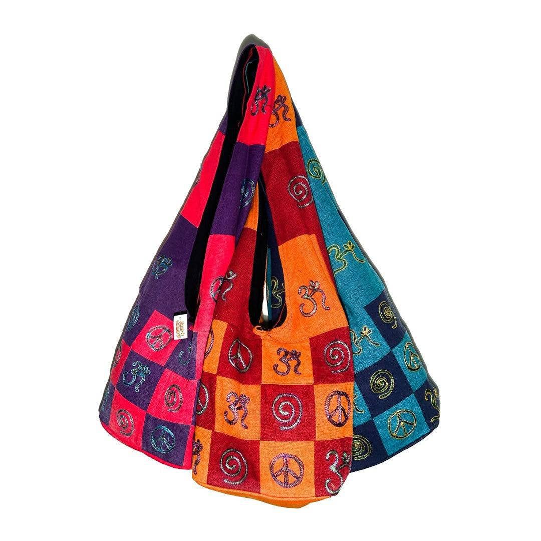 Shop Therapy - Cotton Ohm, Peace, and Swirl Design Monk Style Shoulder Bag