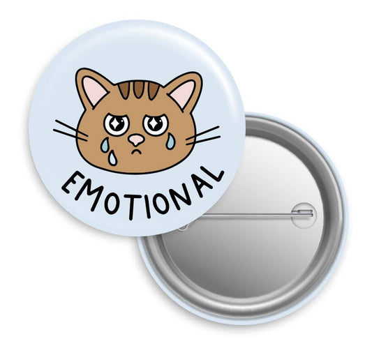 Emotional Cat Button Pin