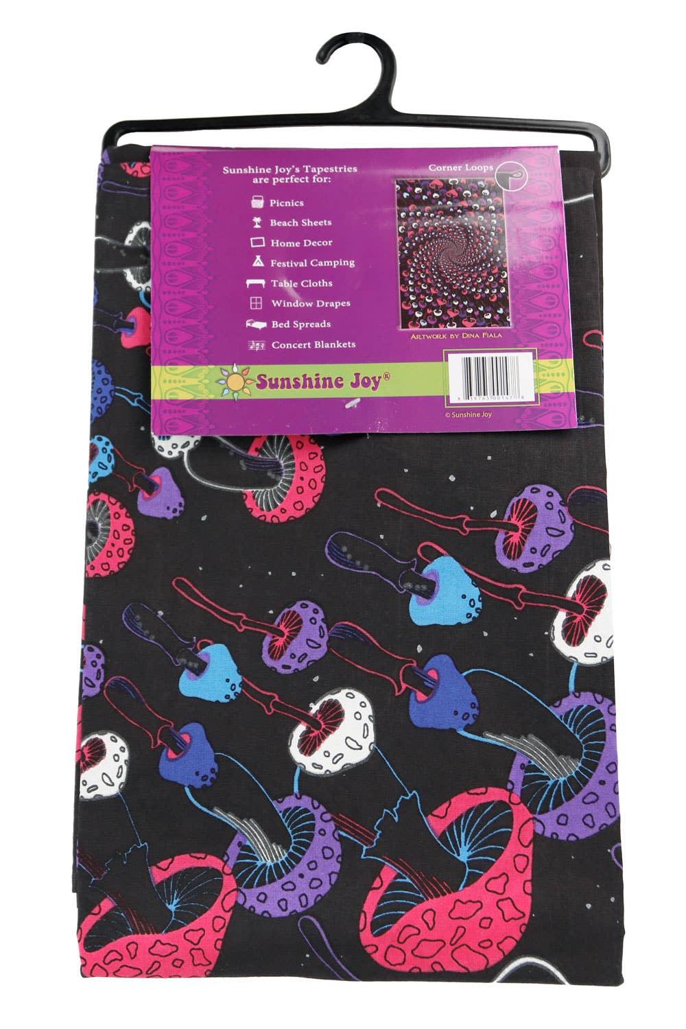 Sunshine Joy - 3D Glow in the Dark Tapestry Mushroom Spiral Tapestries