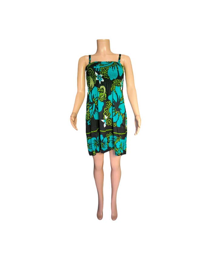 DK Hawaii - Floral Hibiscus Monstera Woman's Summer Dress