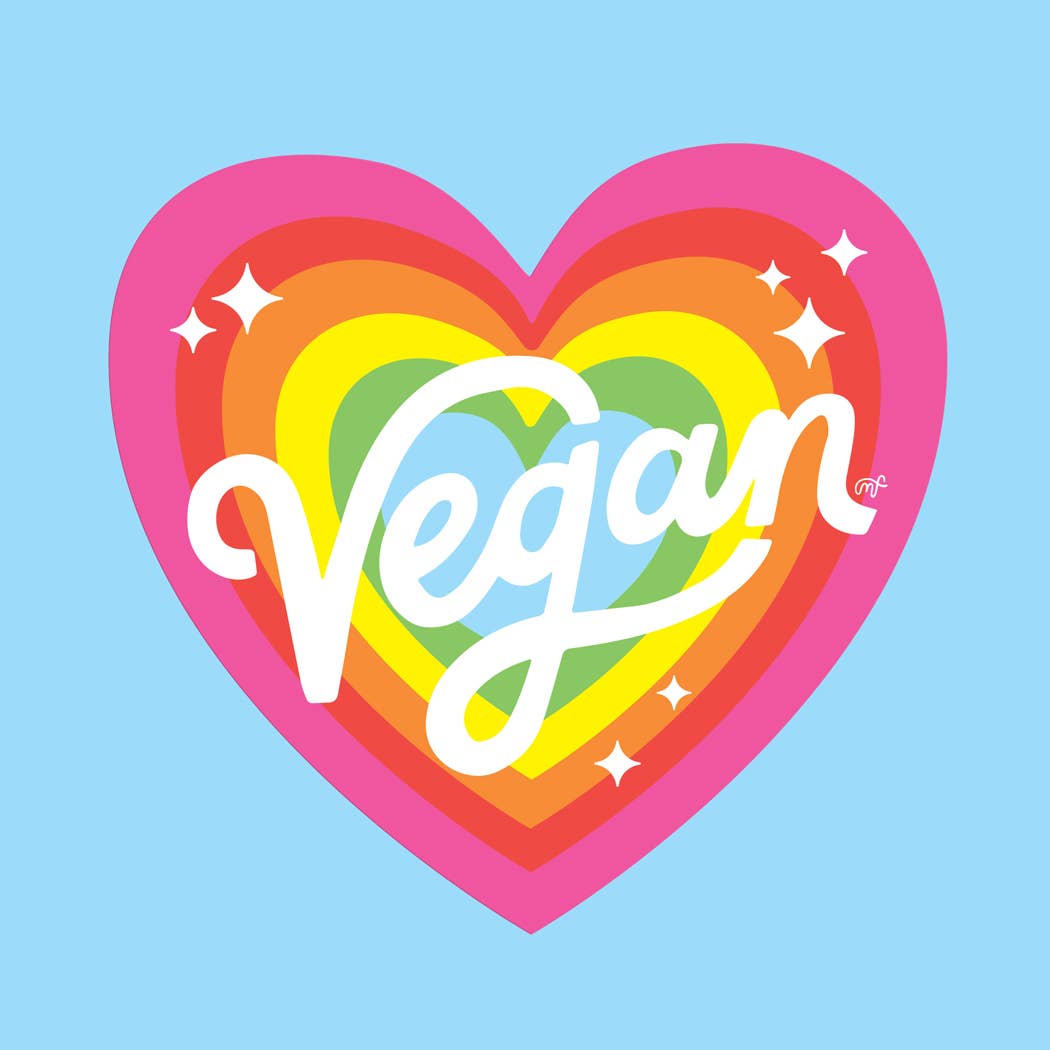 Vegan Rainbow Heart Vinyl Sticker