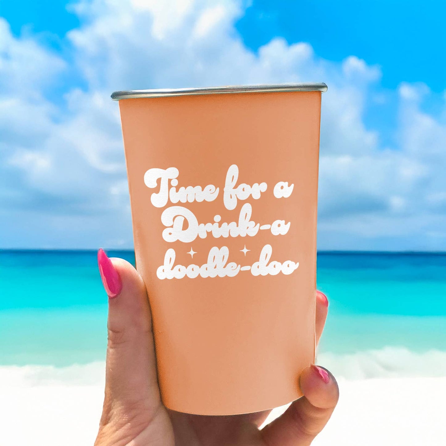 16oz Reusable Stainless Steel Cup - Time for a Drink-a-Doodle