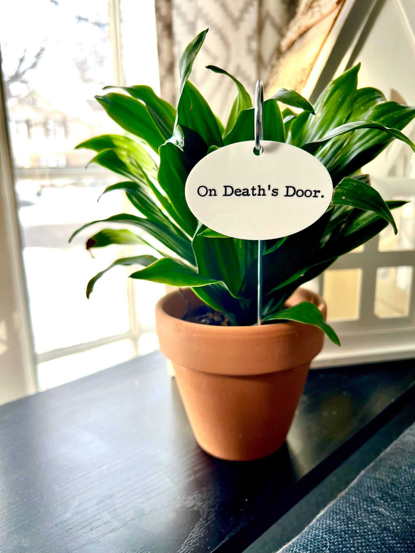 On Death's Door Flower Pot Plant Stake