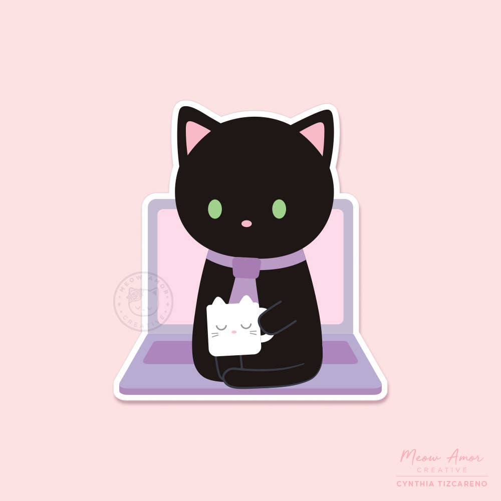 Office Cat Vinyl Sticker