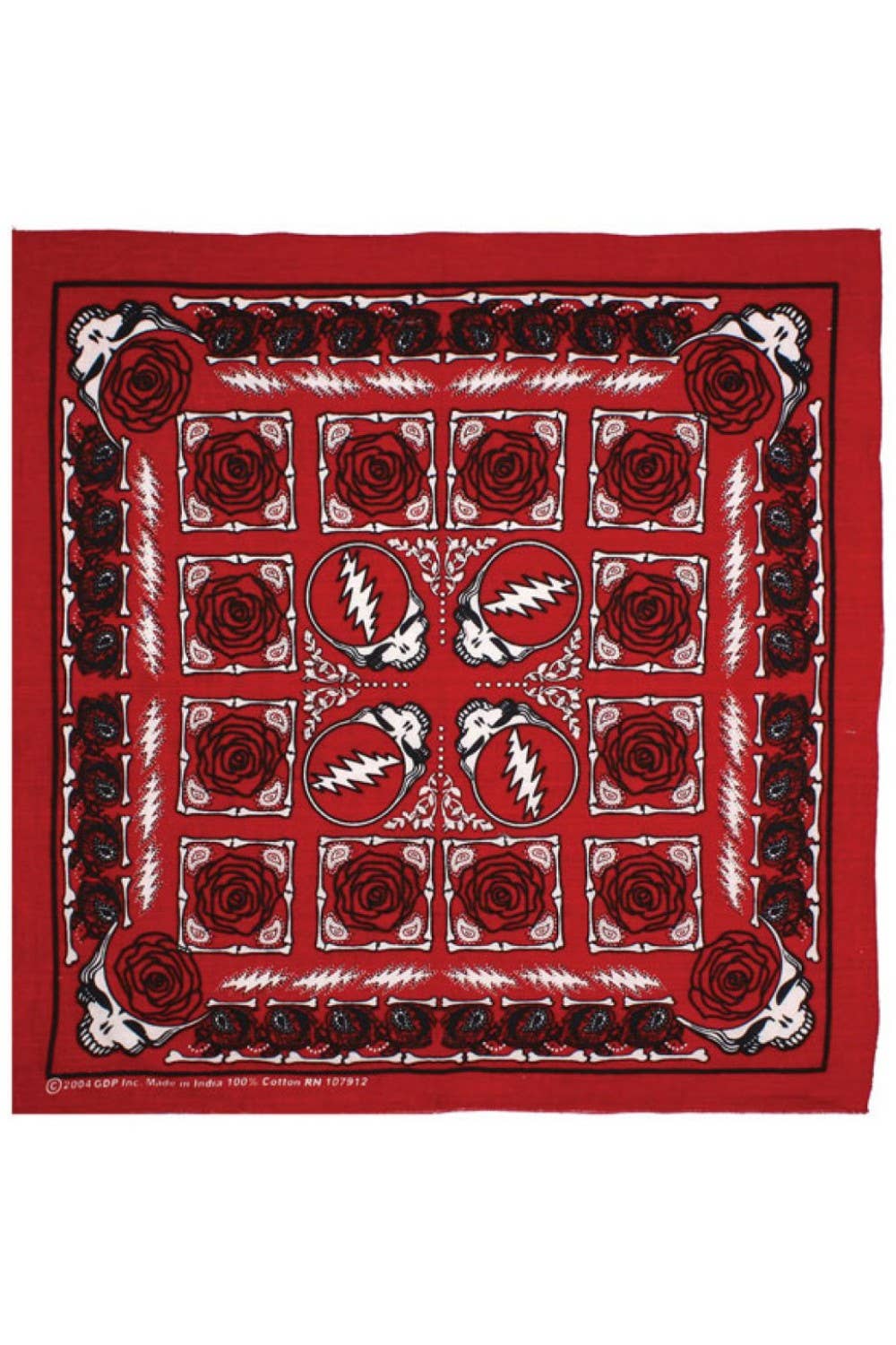 Sunshine Joy - Grateful Dead Syf & Roses Bandana Red 22x22