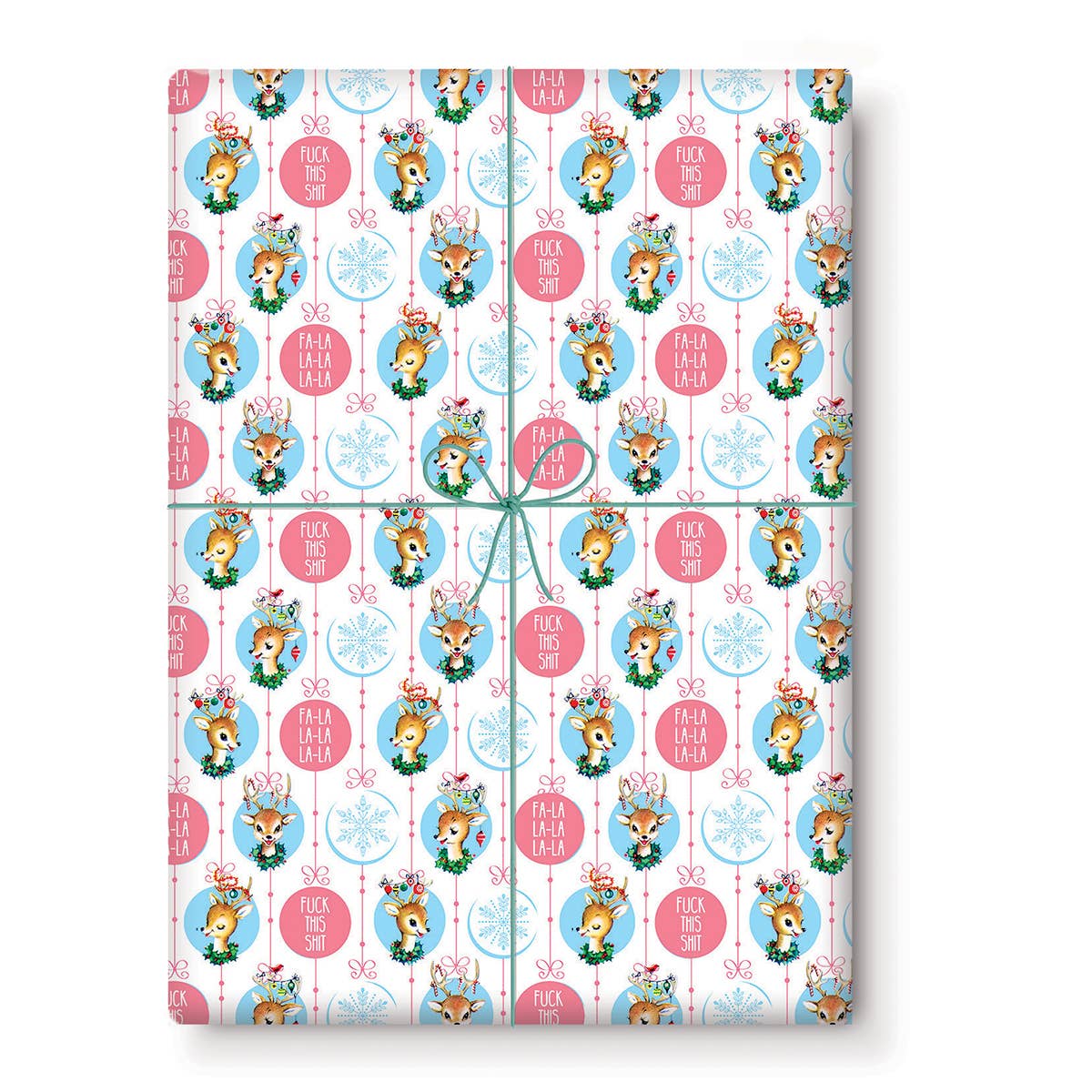 Fuck This Shit Reindeer Gift Wrapping Paper Roll of 3 Sheets