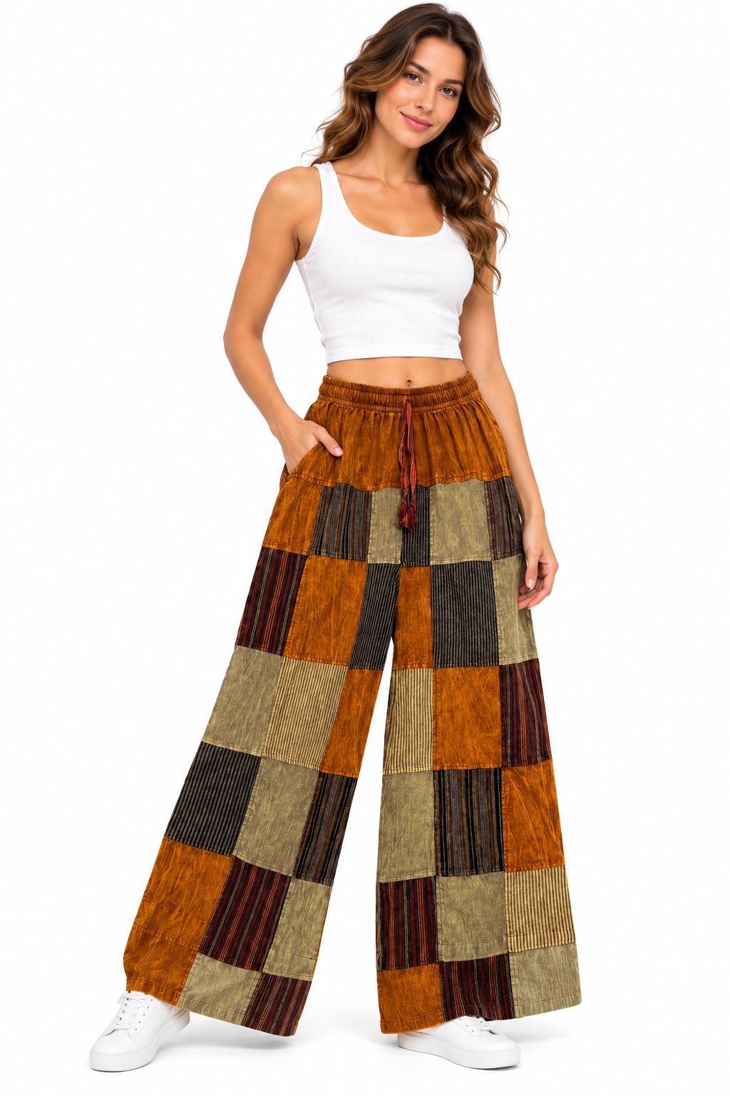 Rising International Inc - Cotton Multi Patchwork Mountain Palazzo Pant D1019