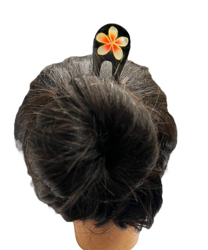 DK Hawaii - Plumeria Flower Wooden Hair Stick