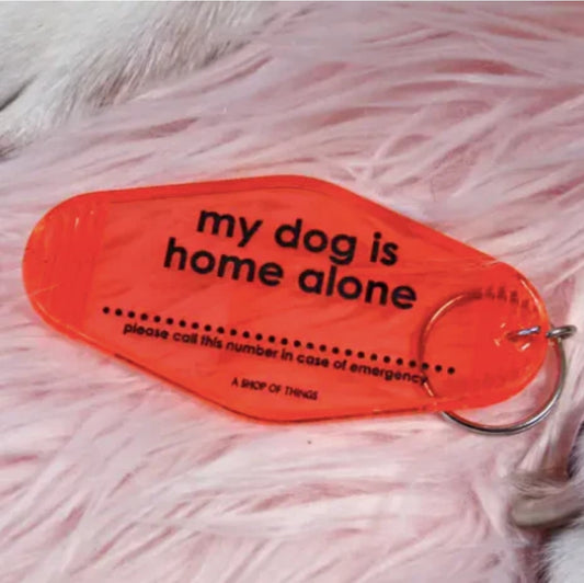 My dog is home alone keychain