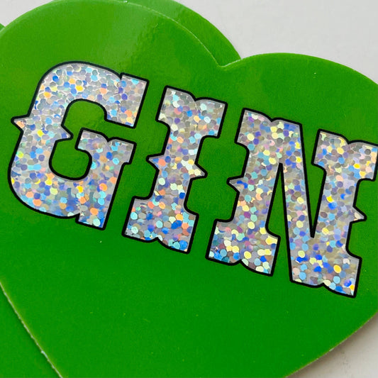 Gin sparkly Heart Sticker