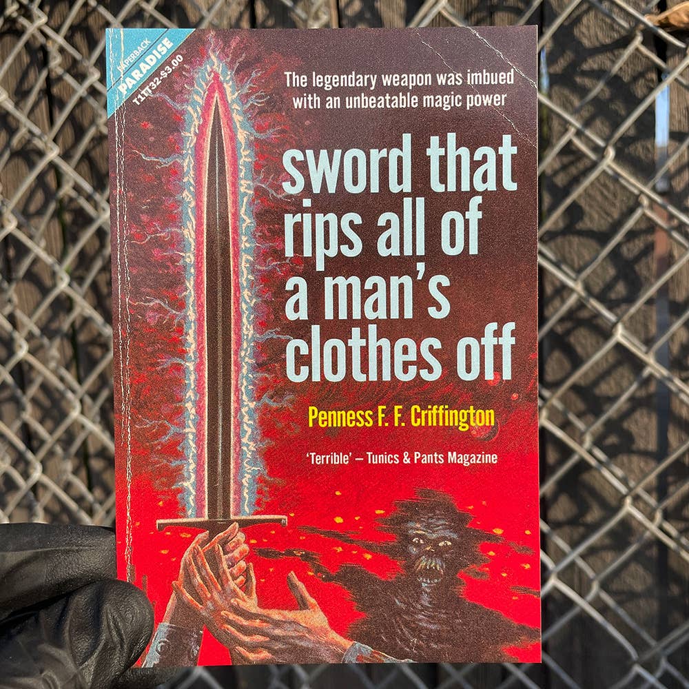Sword That Rips All of a Man's Clothes Off Postcard