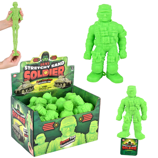 6" NEON GREEN STRETCHY SAND TOY SOLDIER 1 PC