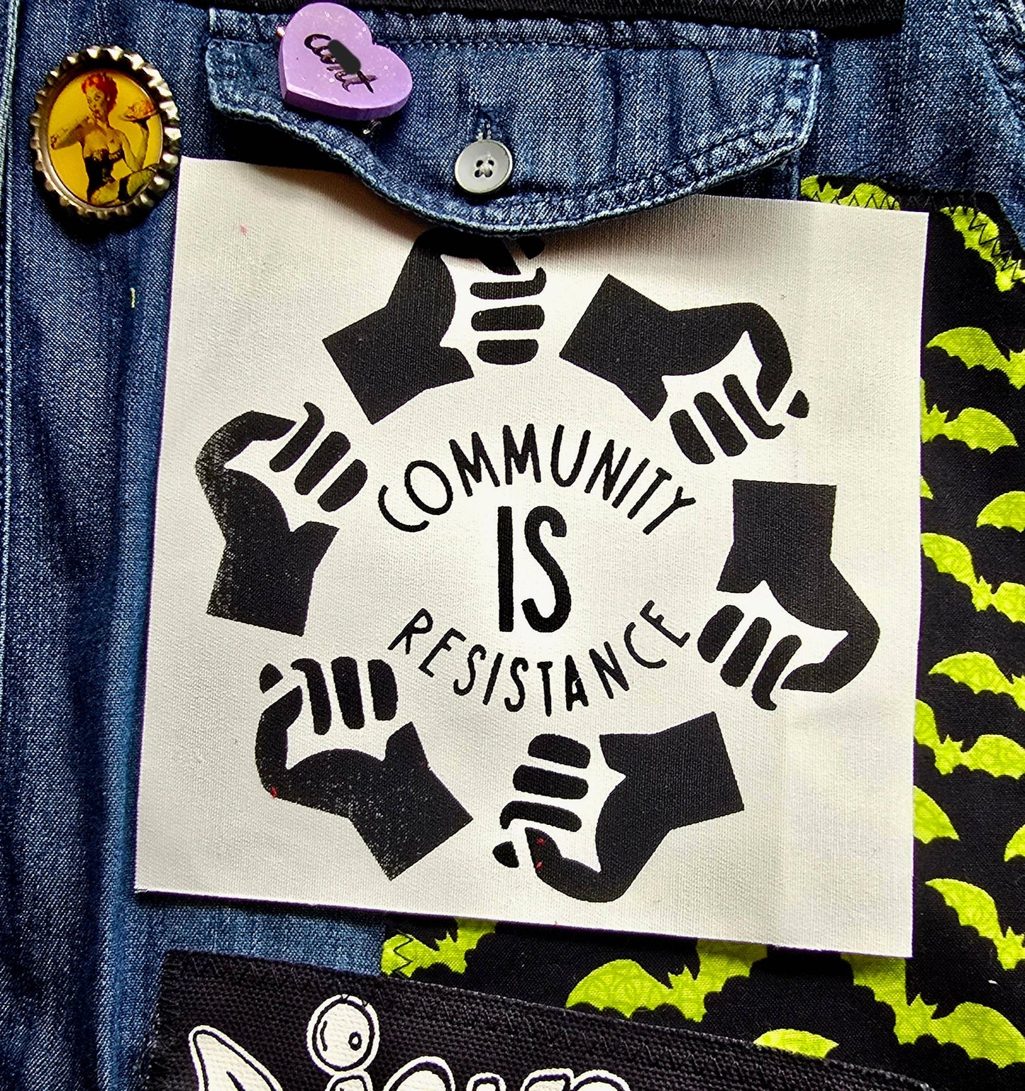 Femmearchist - Community Is Resistance Cloth Sew On Patch