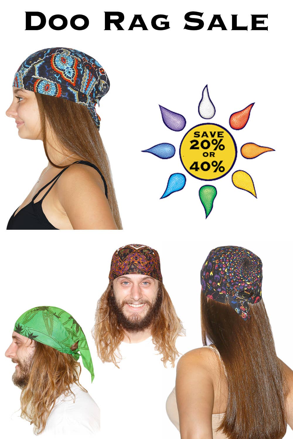Sunshine Joy - Sale Lot - 12 Assorted Doo Rags - Save