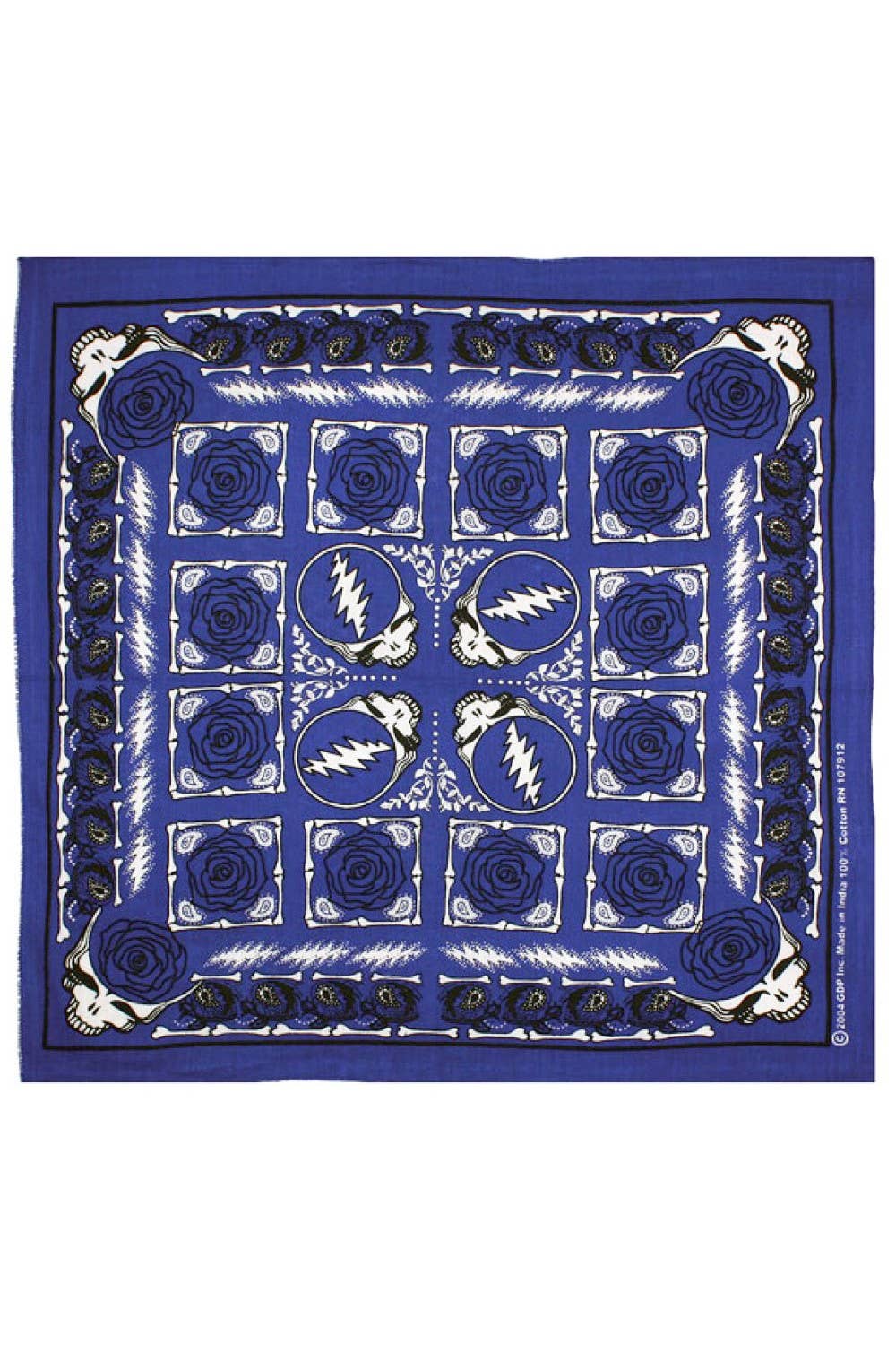 Sunshine Joy - Grateful Dead Syf & Roses Bandana Blue 22x22