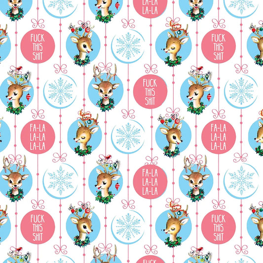 Fuck This Shit Reindeer Gift Wrapping Paper Roll of 3 Sheets