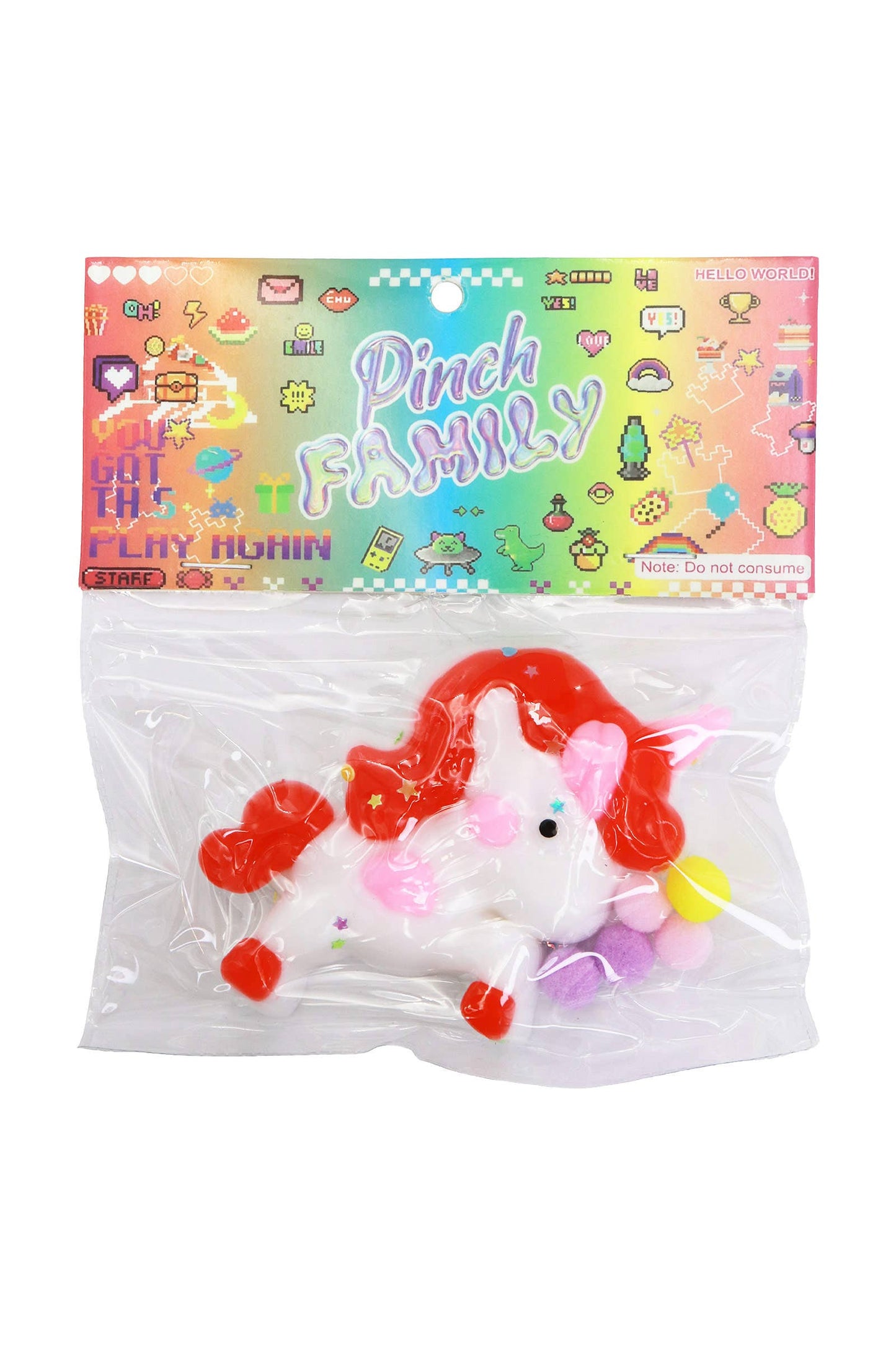 Unicorn Glittery Pom Pom Sticky Mochi Squishy Bag 1 PC