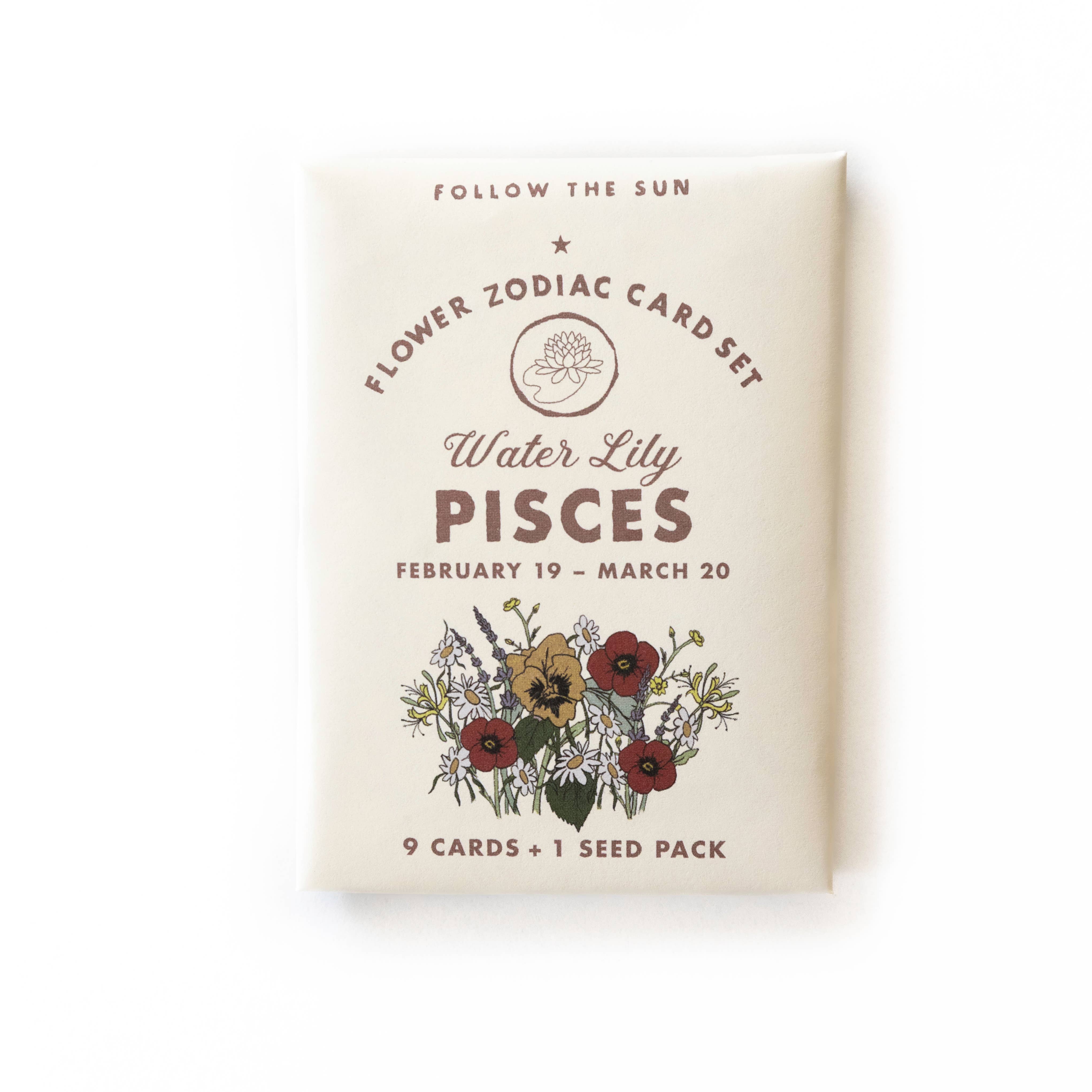 water lily pisces flower Flower Zodiac Sticker Card Set - Pisces (Feb 19