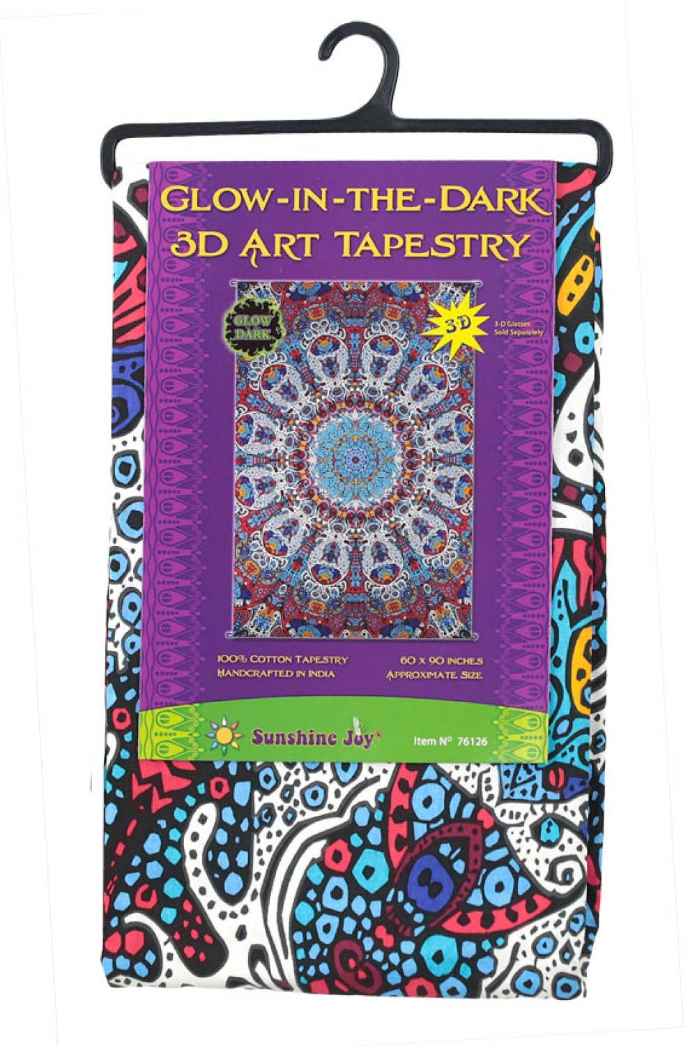 Sunshine Joy - 3D Glow in the Dark Sunburst Tapestry