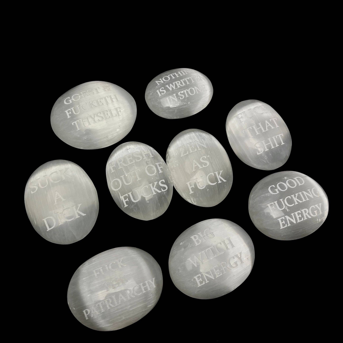 Humorous Selenite Palm Stone | Choose your favorite | (6-7cm)