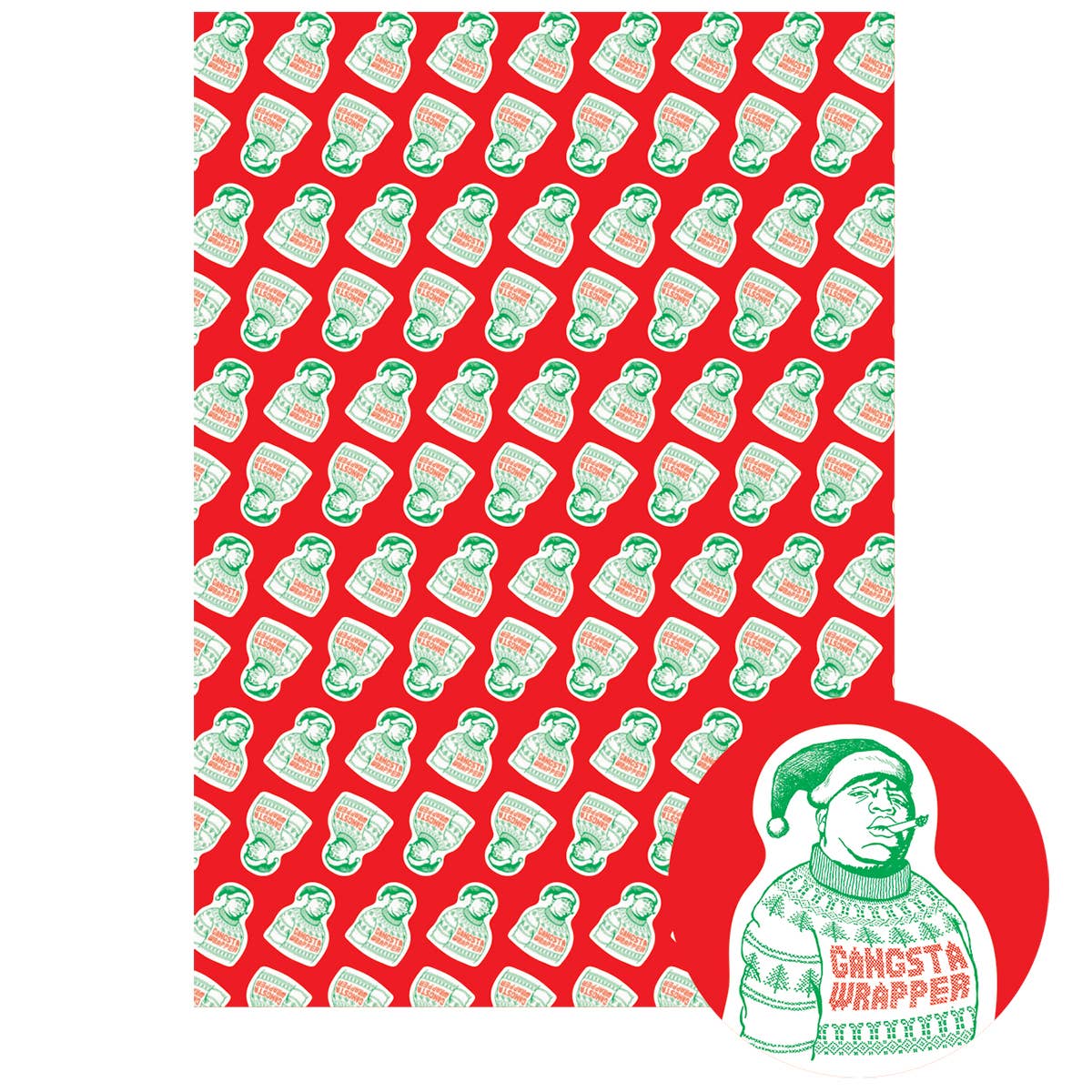 Gangsta Wrapper Biggie Gift Wrapping Paper Roll of 3 Sheets