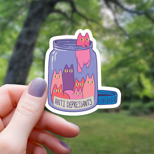 Cat Anti-Depressants Sticker - 3"