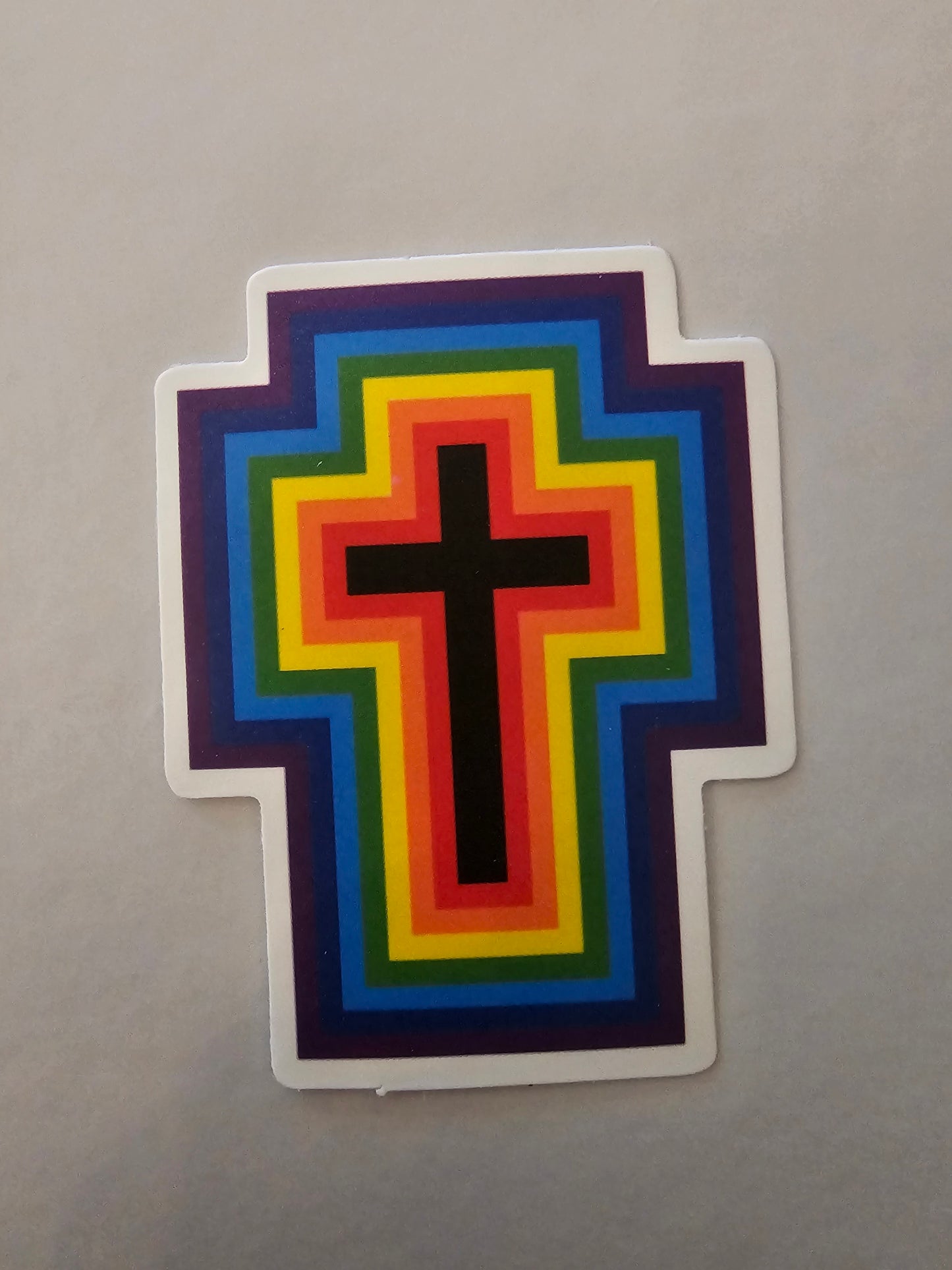 Rainbow Cross Sticker