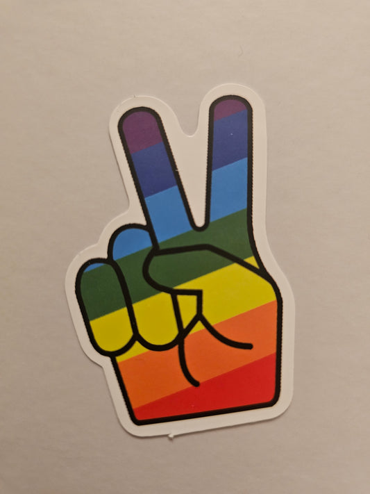 Rainbow stripe peace sign sticker