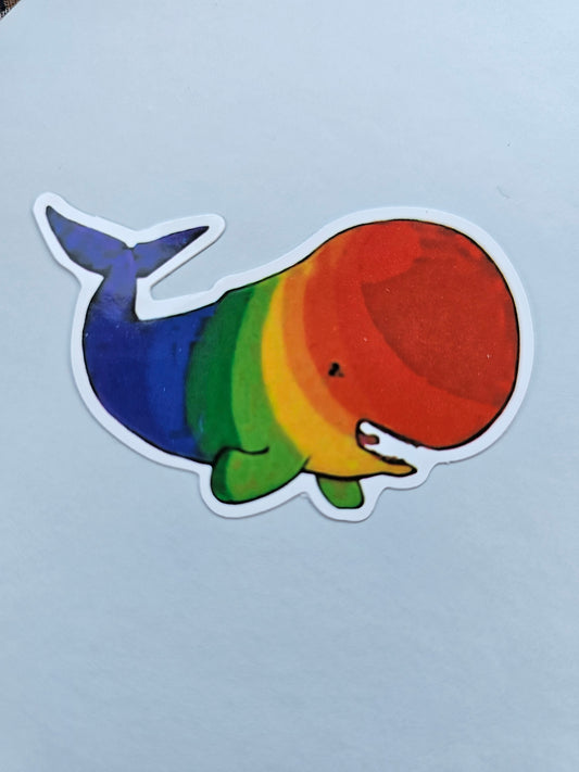 Rainbow whale sticker