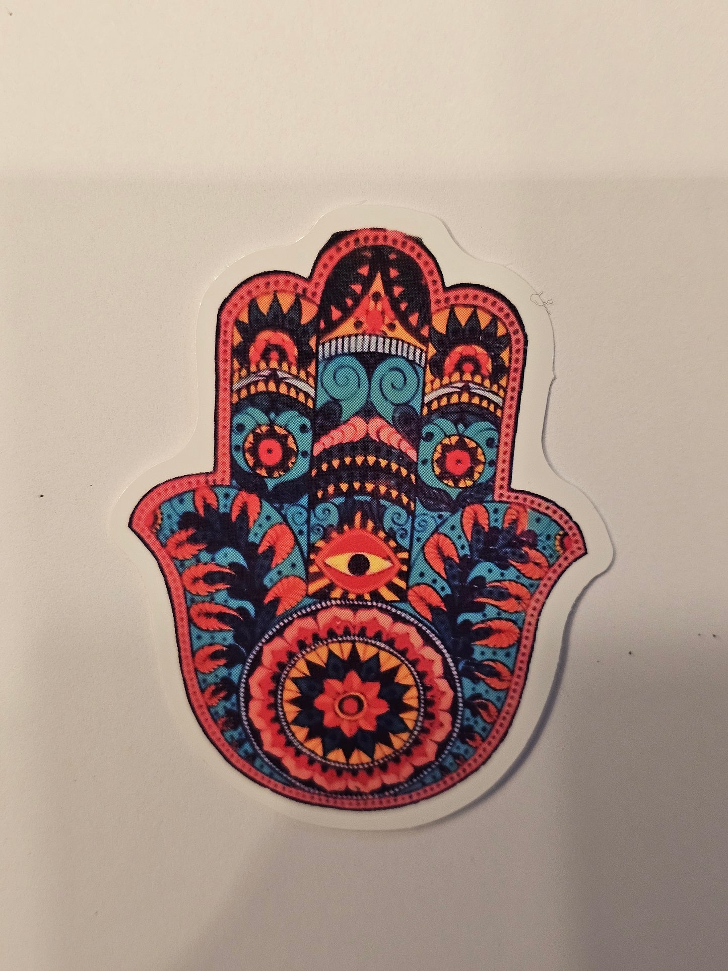 Orange and blue Hamsa Sticker