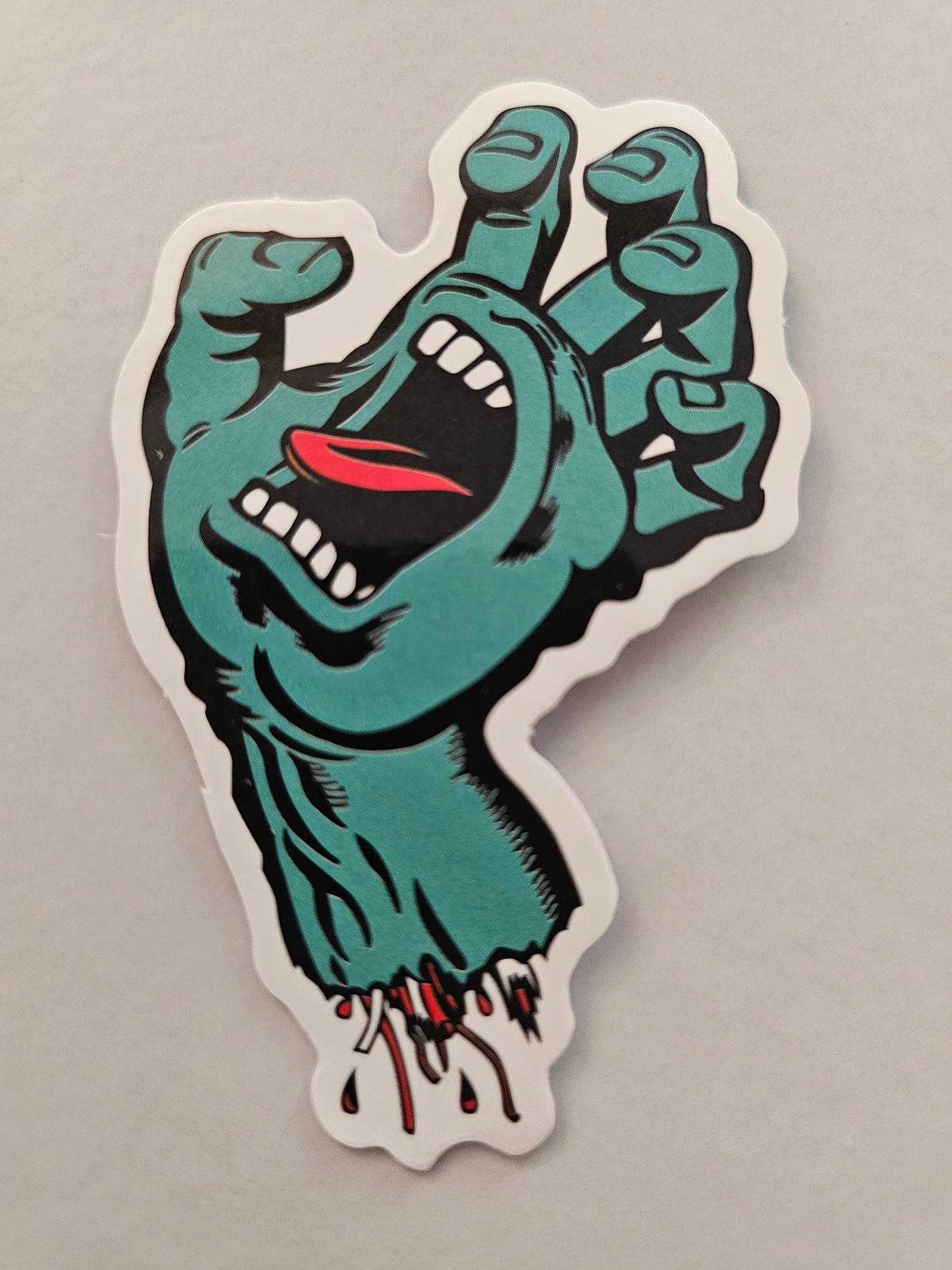 Teal Screaming Hand Sticker
